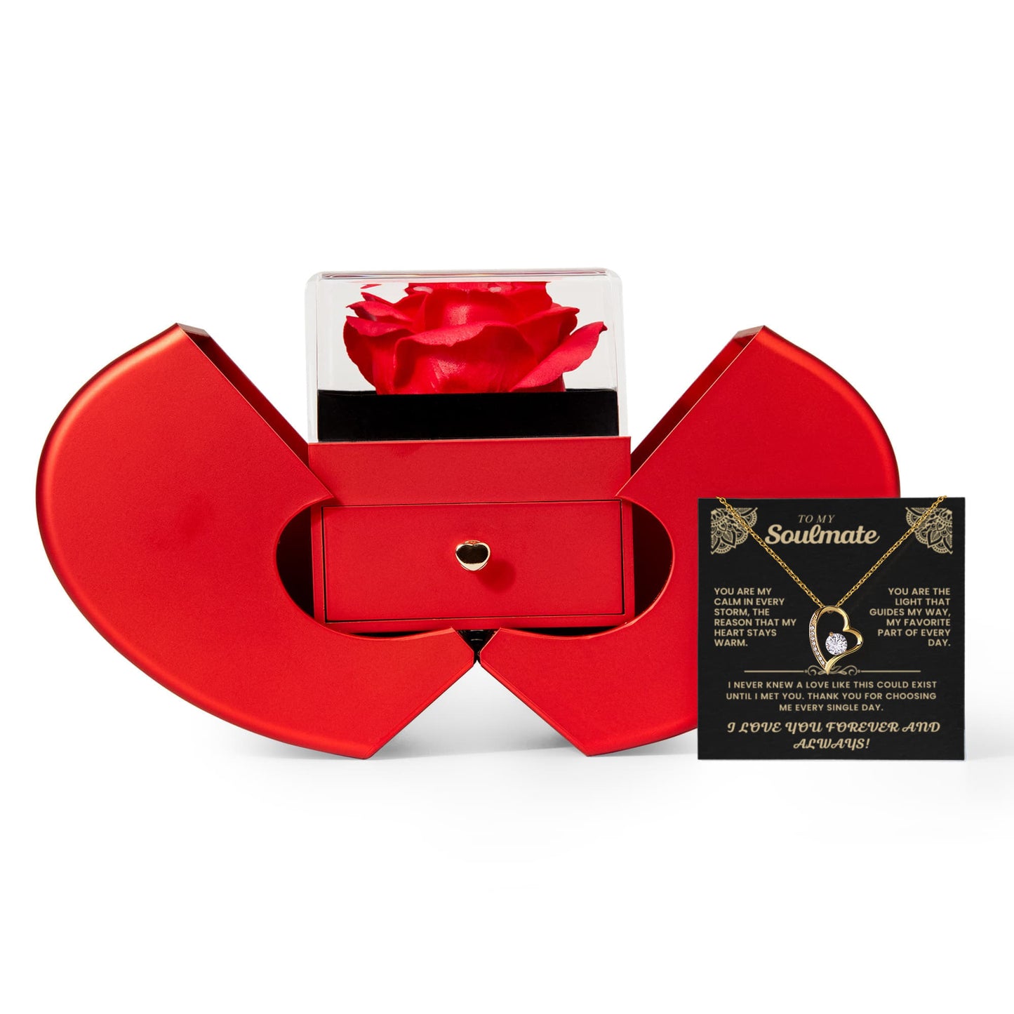 The Soulmate Connection" – Eternal Love Necklace & Sentimental Message Card